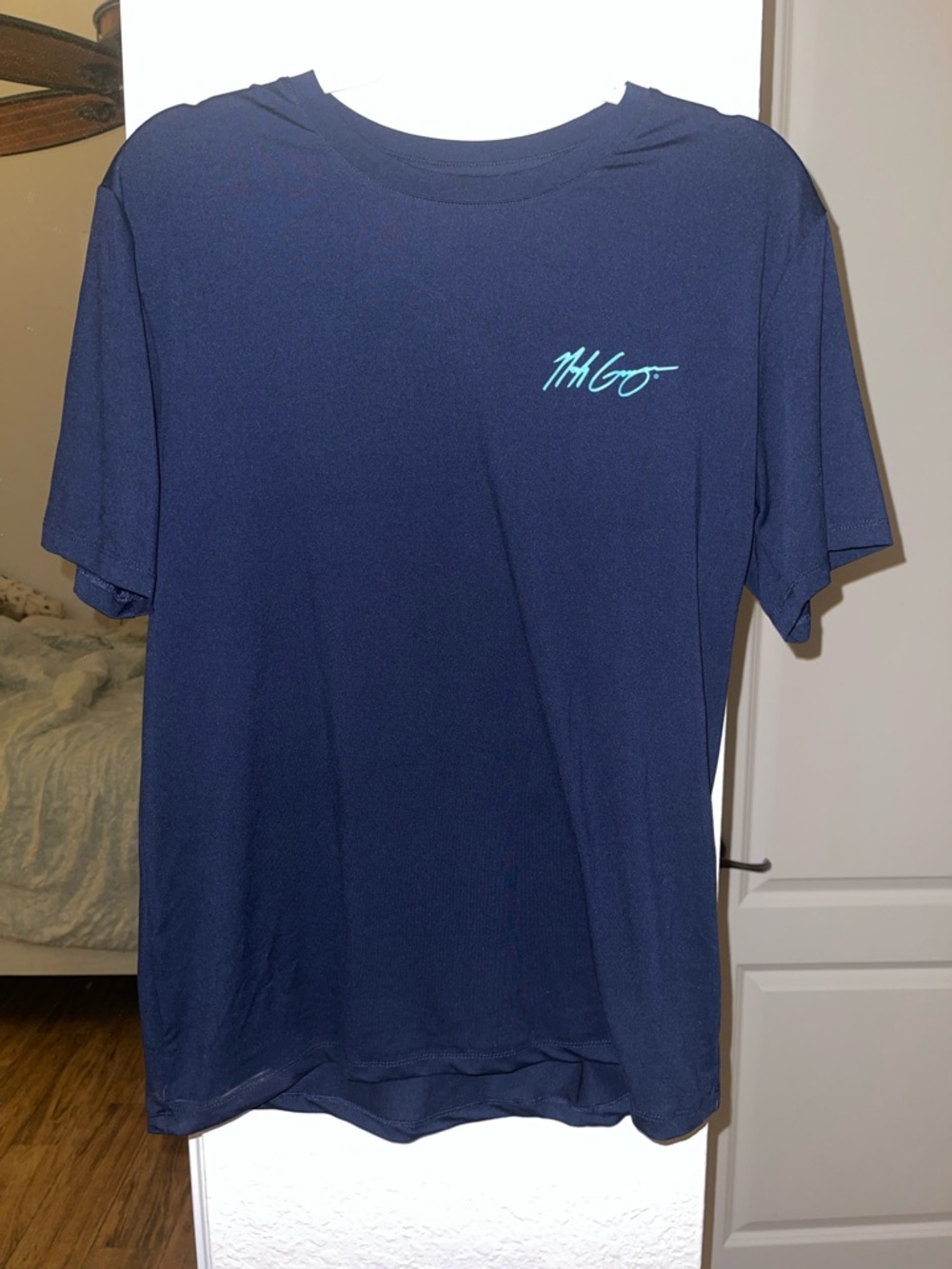 Men's Navy Blue Short Sleeve Tee with Script Chest Logo
